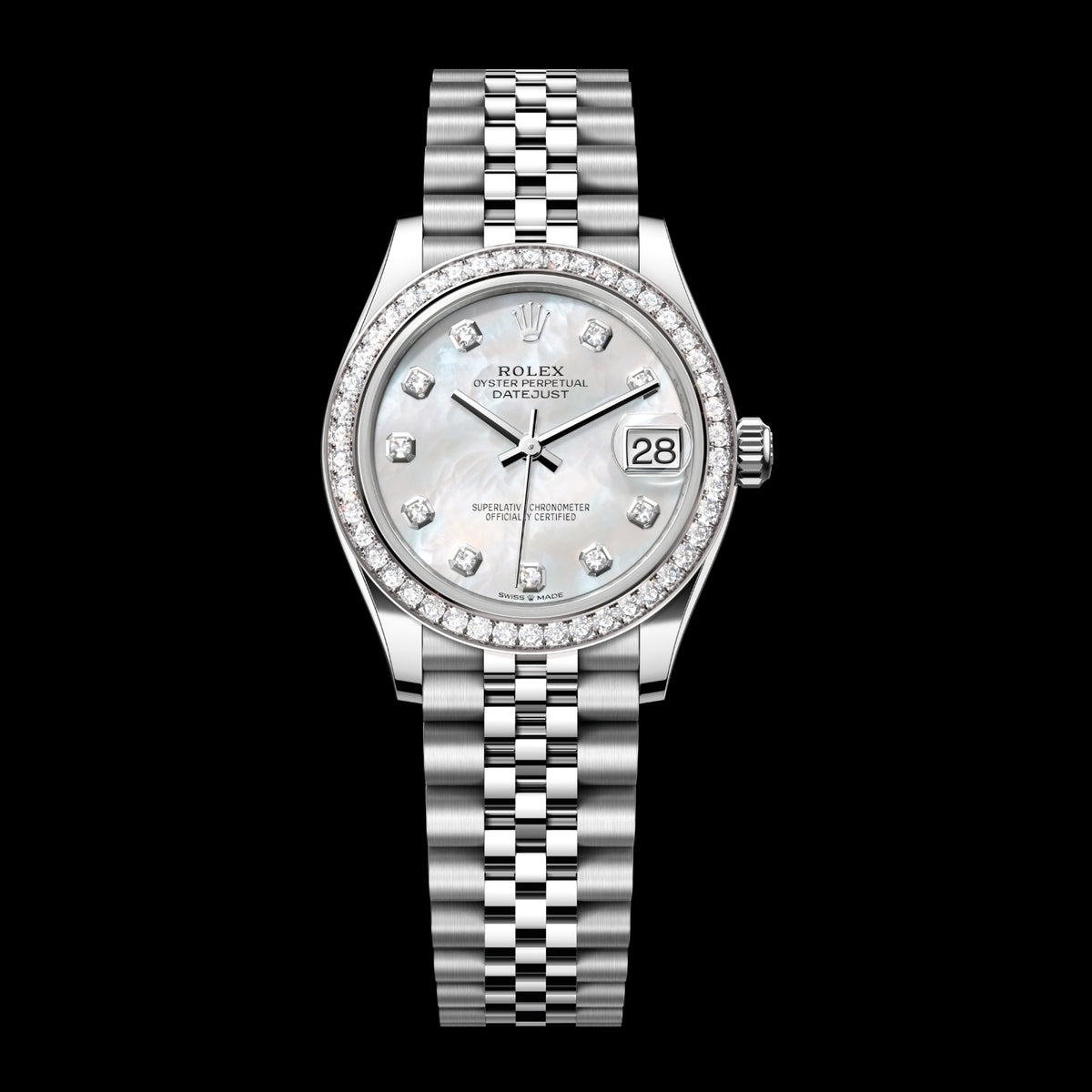 Rolex Datejust 31 278384RBR-0008 Oystersteel & 18k White Gold White Mother-of-Pearl Diamond Dial Jubilee Bracelet