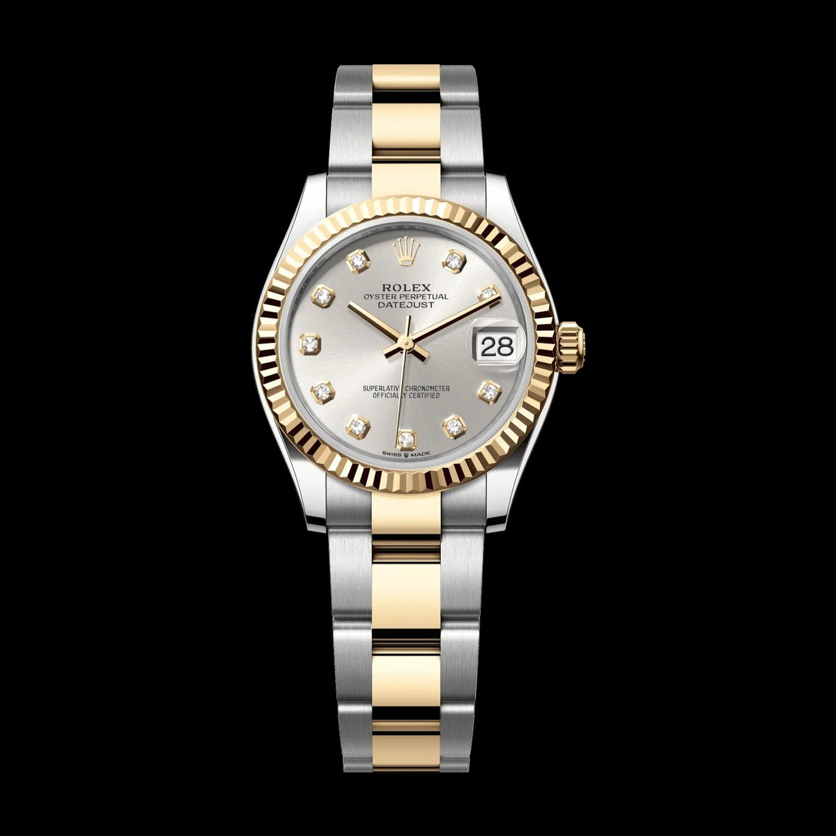 Rolex Datejust 31 mm Silver Set With Diamonds Dial Oystersteel and 18k Yellow Gold Oyster Bracelet 278273-0019