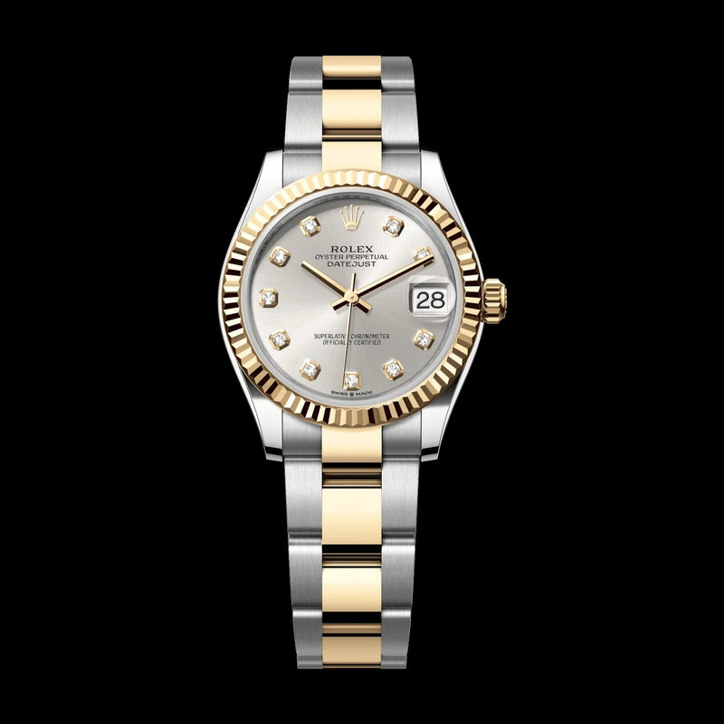 Rolex Datejust 31 mm Silver Set With Diamonds Dial Oystersteel and 18k Yellow Gold Oyster Bracelet 278273-0019