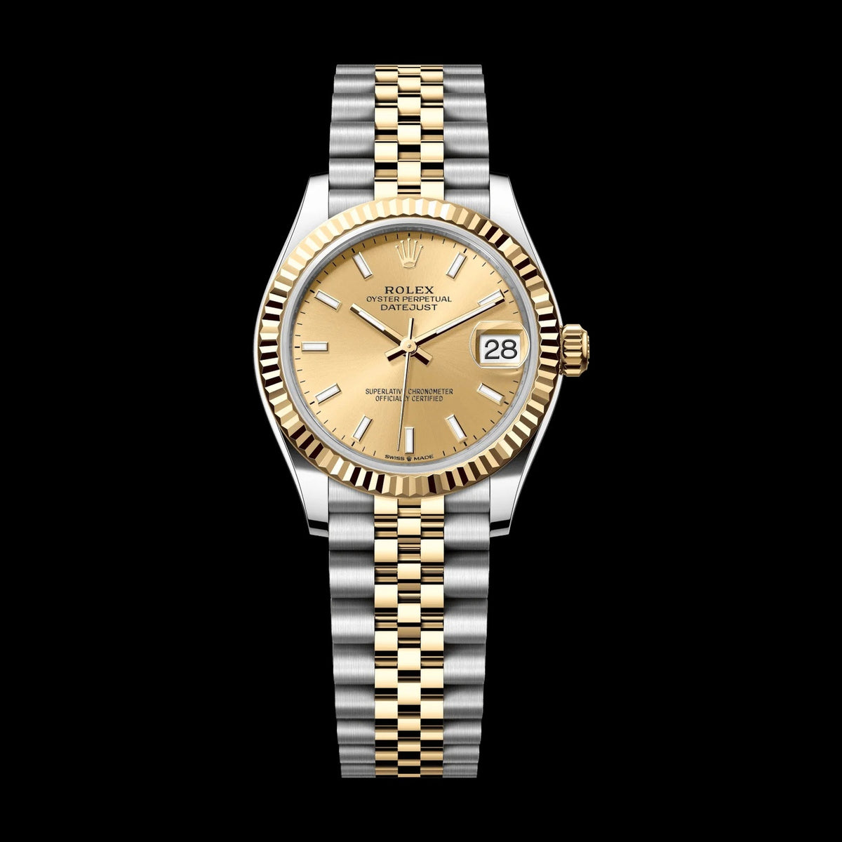 Rolex Datejust 31mm Champagne-Colour Dial Oystersteel and 18k Yellow Gold Jubilee Bracelet 278273-0014