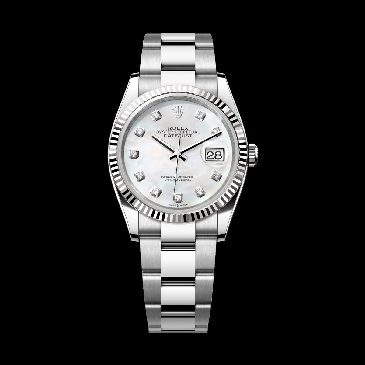 Rolex Datejust 36 126234-0020 Oystersteel & 18k White Gold White Mother-of-Pearl Diamond Dial Oyster Bracelet
