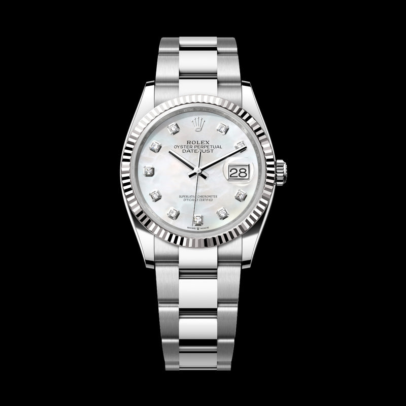 Rolex Datejust 36 126234-0020 Oystersteel & 18k White Gold White Mother-of-Pearl Diamond Dial Oyster Bracelet