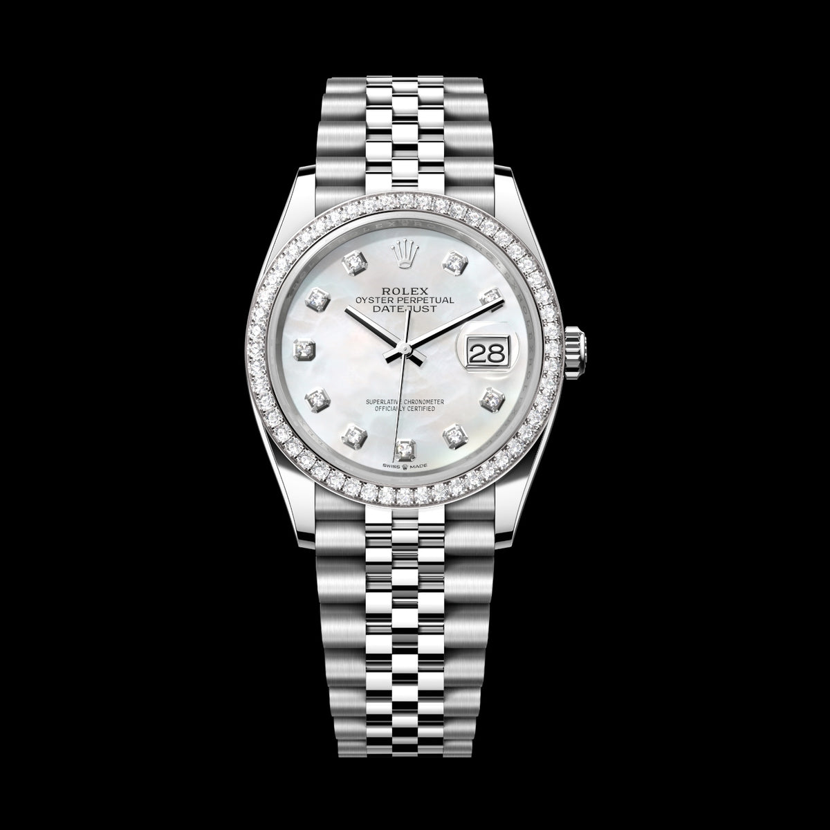 Rolex Datejust 36 126284RBR-0011 Oystersteel & 18k White Gold White Mother-of-Pearl Diamond Dial Jubilee Bracelet