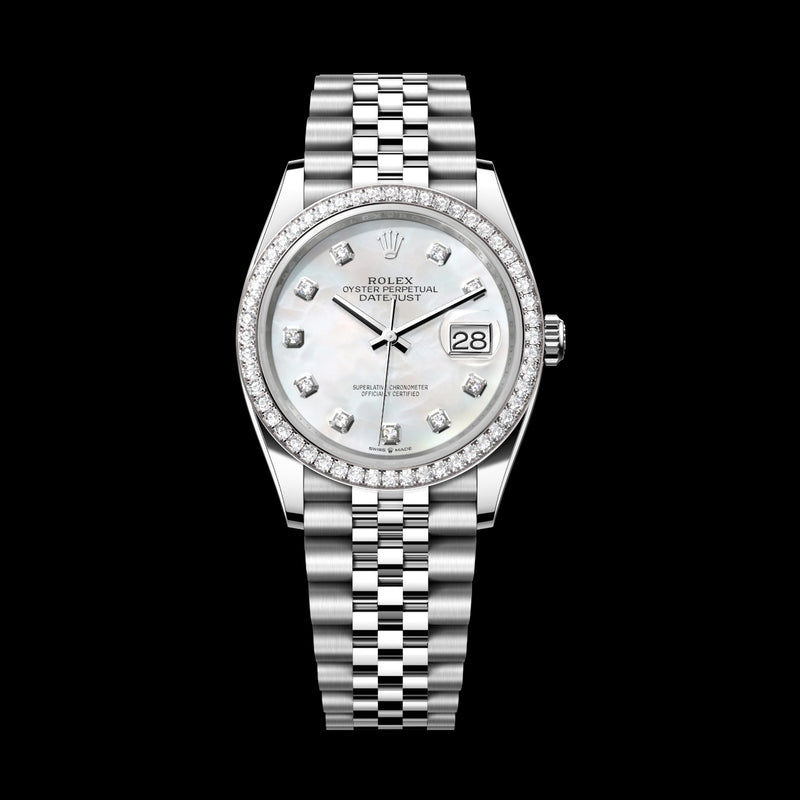 Rolex Datejust 36 126284RBR-0011 Oystersteel & 18k White Gold White Mother-of-Pearl Diamond Dial Jubilee Bracelet