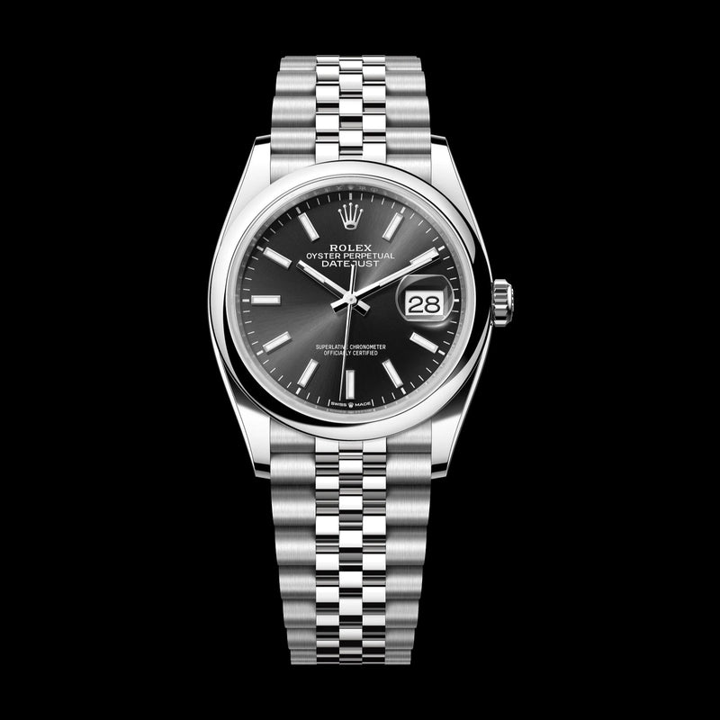 Rolex Datejust 36mm Bright Black Dial Oystersteel Jubilee Bracelet 126200-0003