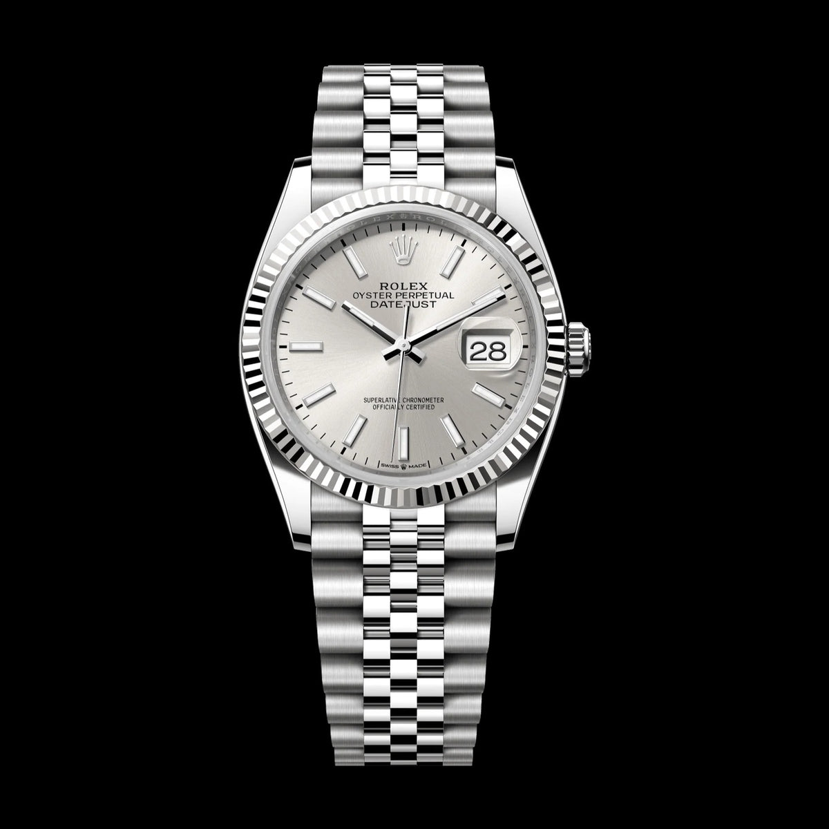 Rolex Datejust 36mm Silver Dial Oystersteel and White Gold Jubilee Bracelet 126234-0013
