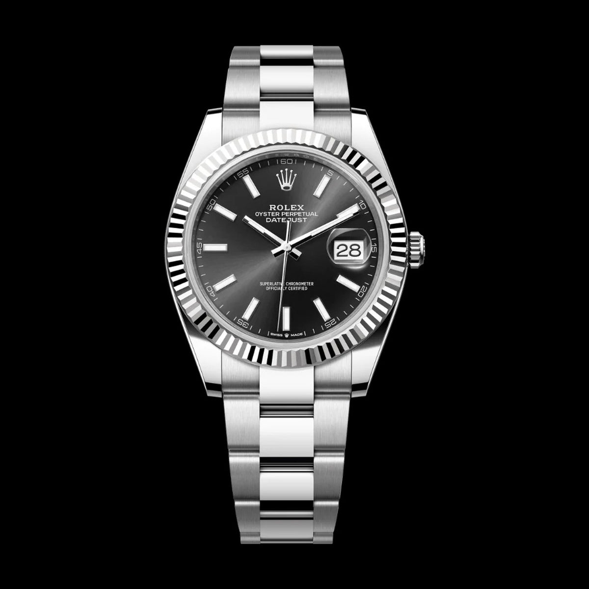 Rolex Datejust 41 mm Bright Black Dial Oystersteel and White Gold OysterBracelet 126334-0017