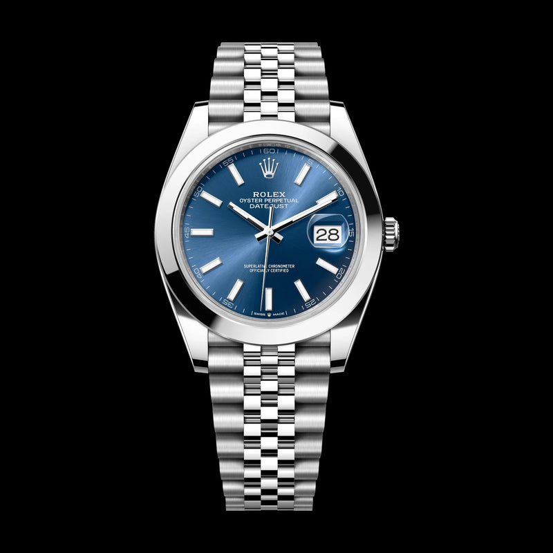 Rolex Datejust 41 mm Bright Blue Dial Oystersteel Jubilee Bracelet 126300-0002