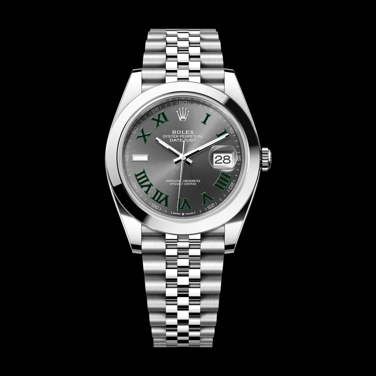 Rolex Datejust 41 mm Wimbledon Slate Dial Oystersteel Jubilee Bracelet 126300-0014