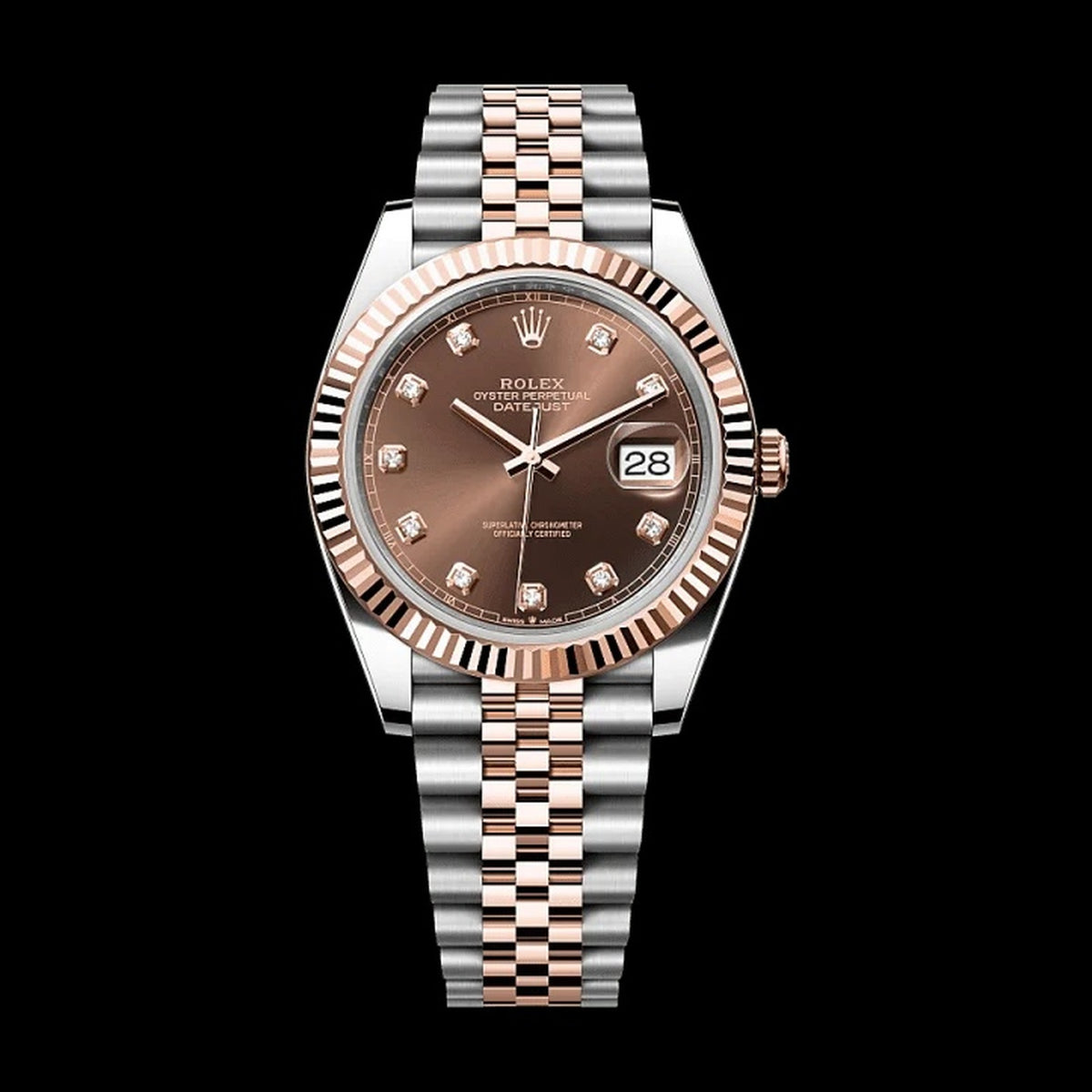 Rolex Datejust 41mm Chocolate Diamond Dial Oystersteel & Everose Gold m126331-0004