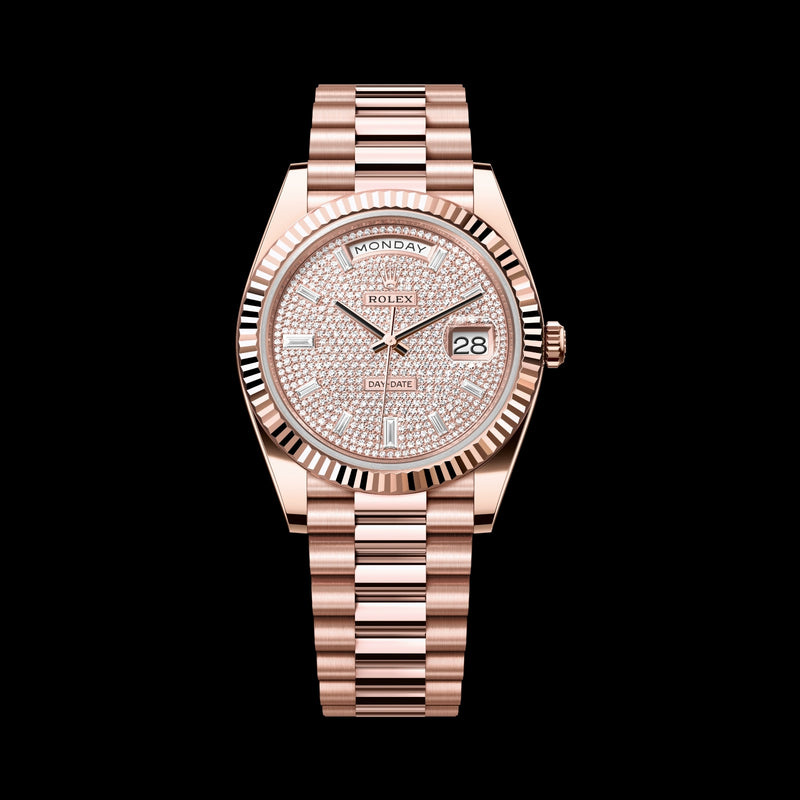 Rolex Day-Date 40 228235-0036 18k Everose Gold Diamond-Paved Dial President Bracelet