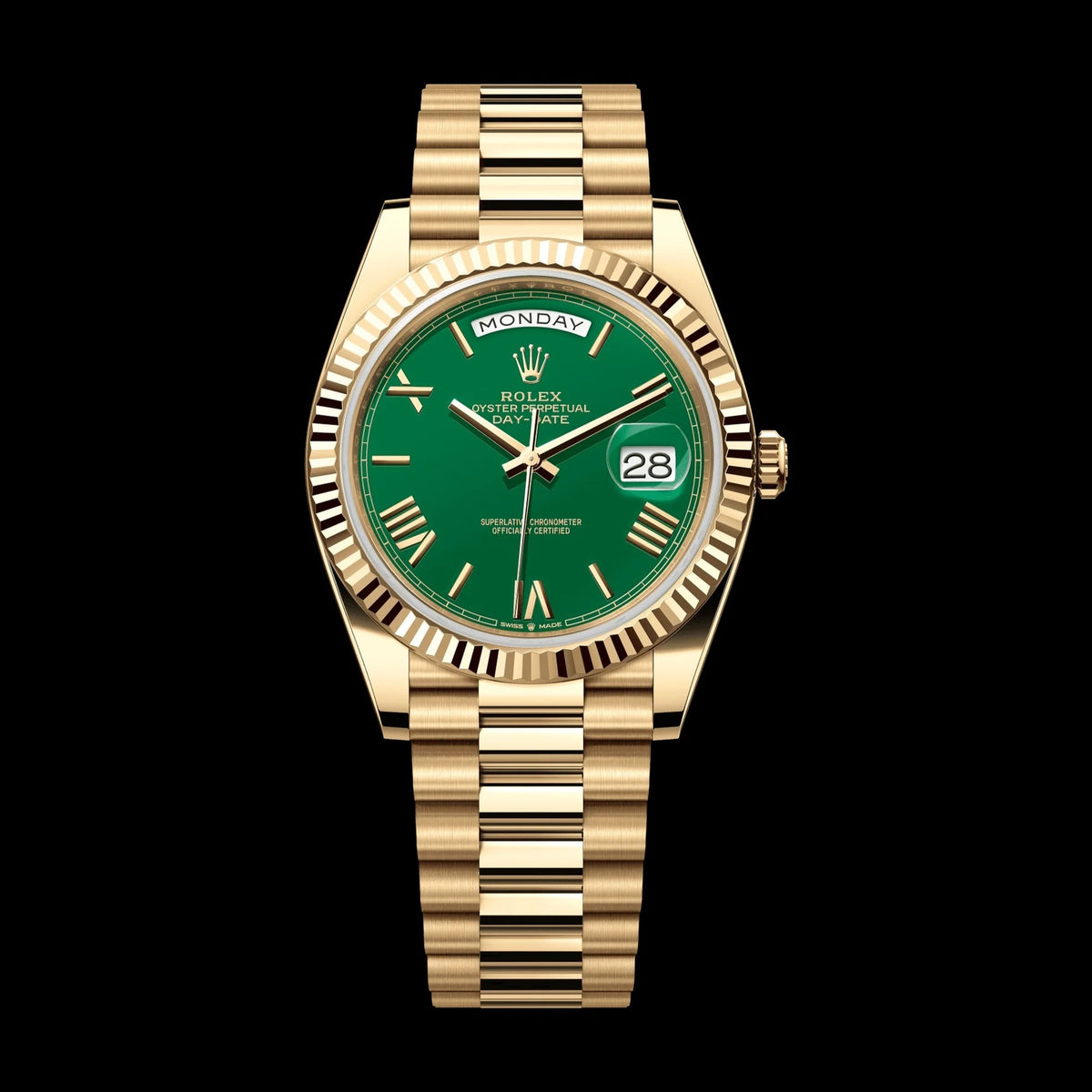 Rolex Day-Date 40 mm Green Dial 18k Yellow Gold President Bracelet 228238-0061