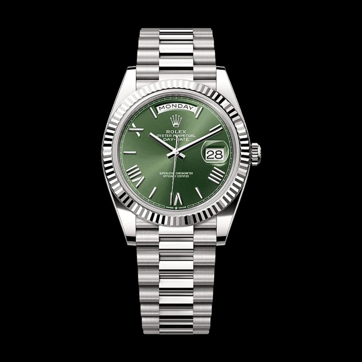Rolex Day-Date 40mm Olive Green Dial White Gold 228239-0033