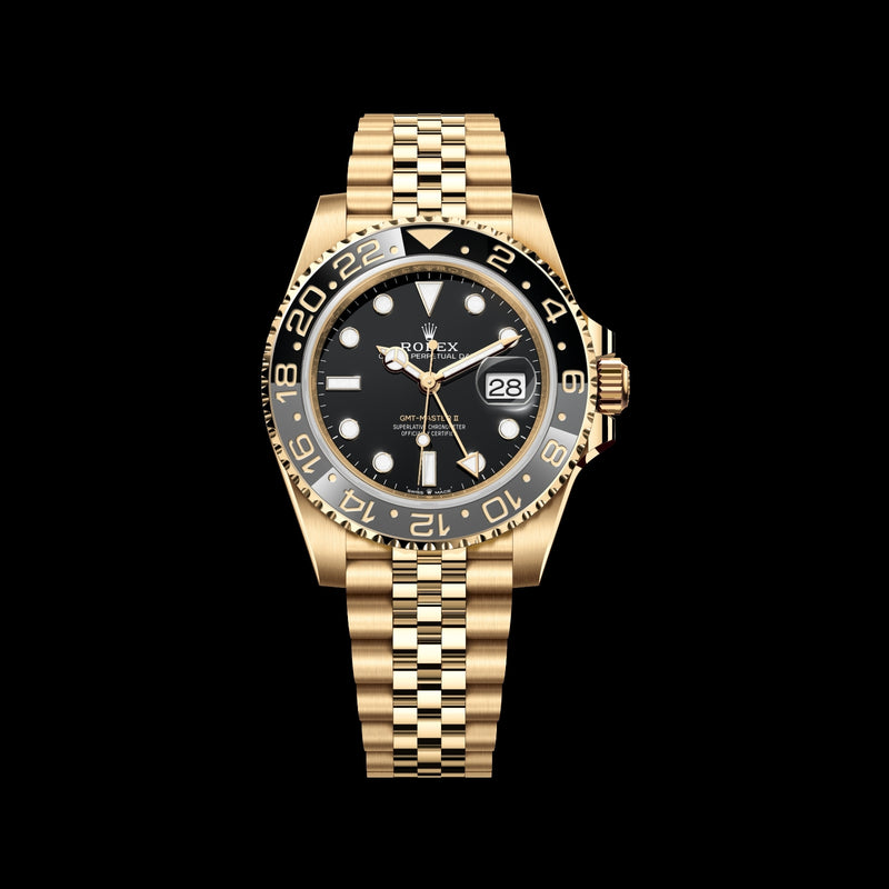 Rolex GMT-Master II 126718GRNR-0001 18k Yellow Gold Black Dial Jubilee Bracelet
