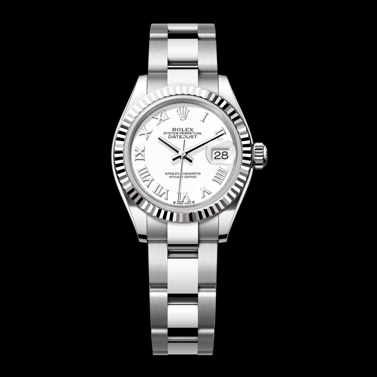 Rolex Lady-Datejust 28 279174-0020 Oystersteel & 18k White Gold White Roman Dial Oyster Bracelet