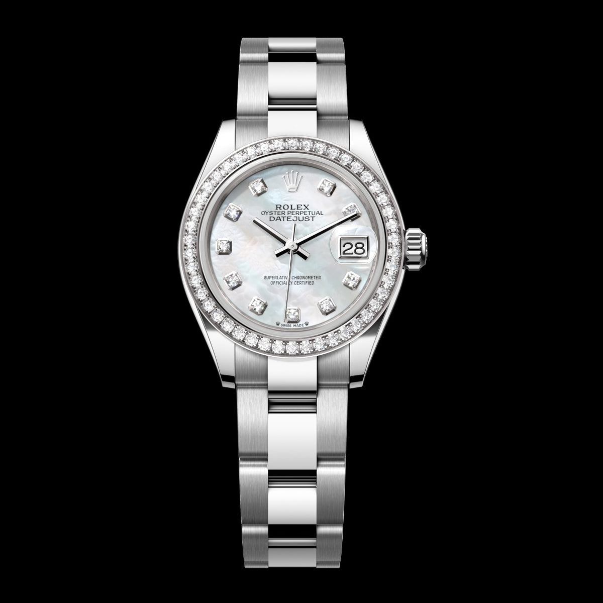 Rolex Lady-Datejust 28 279384RBR-0012 Oystersteel & 18k White Gold White Mother-of-Pearl Diamond Dial Oyster Bracelet