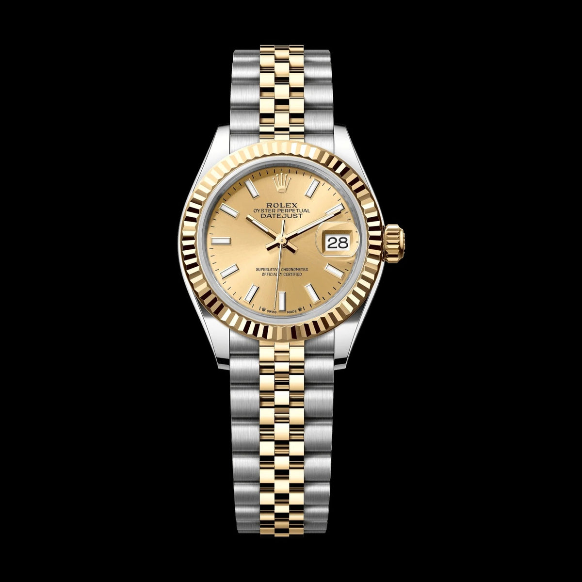Rolex Lady-Datejust 28 mm Champagne-Colour Dial Oystersteel and 18k Yellow Gold Jubilee Bracelet 279173-0001
