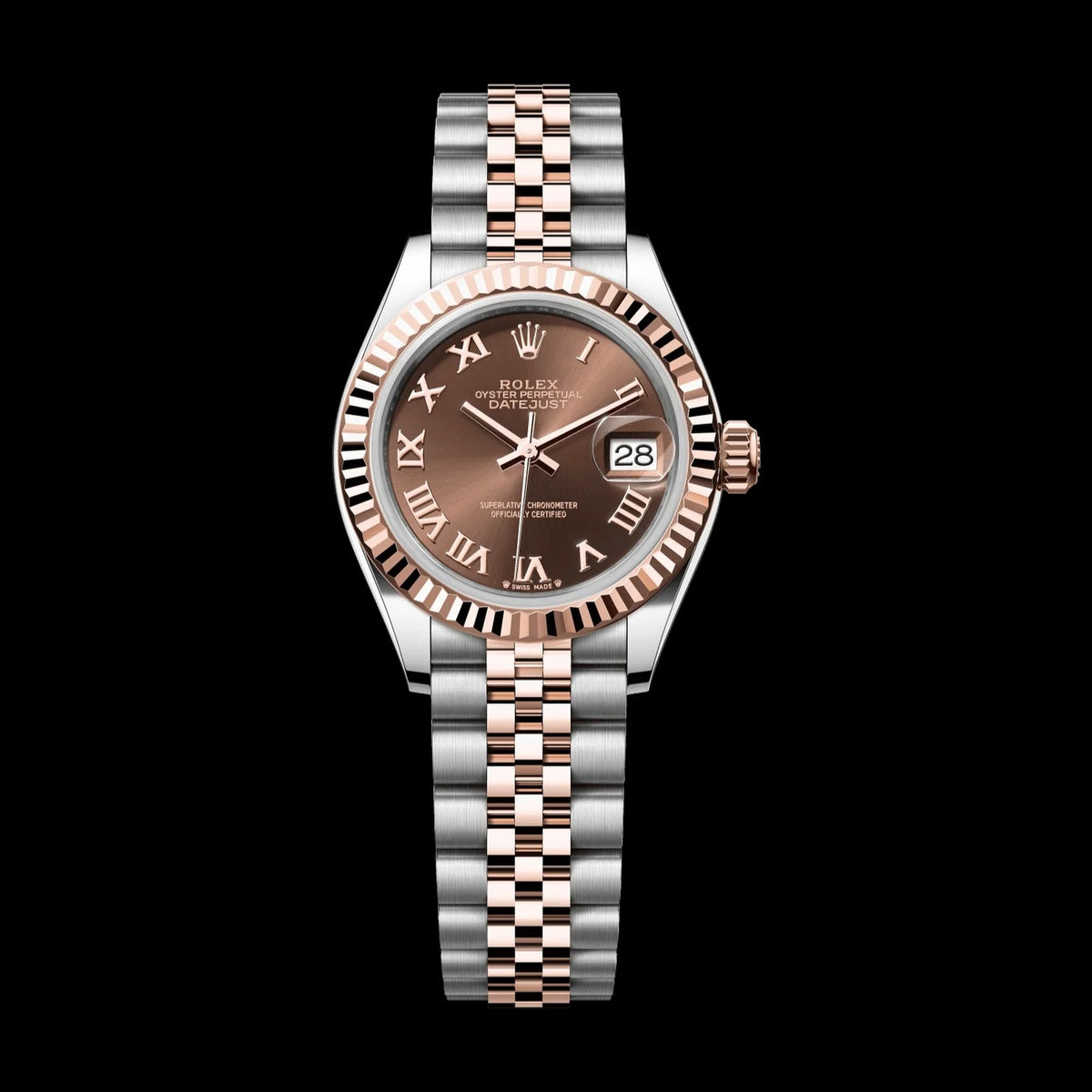 Rolex Lady-Datejust 28 mm Chocolate Dial Oystersteel and Everose Gold Jubilee Bracelet 279171-0009