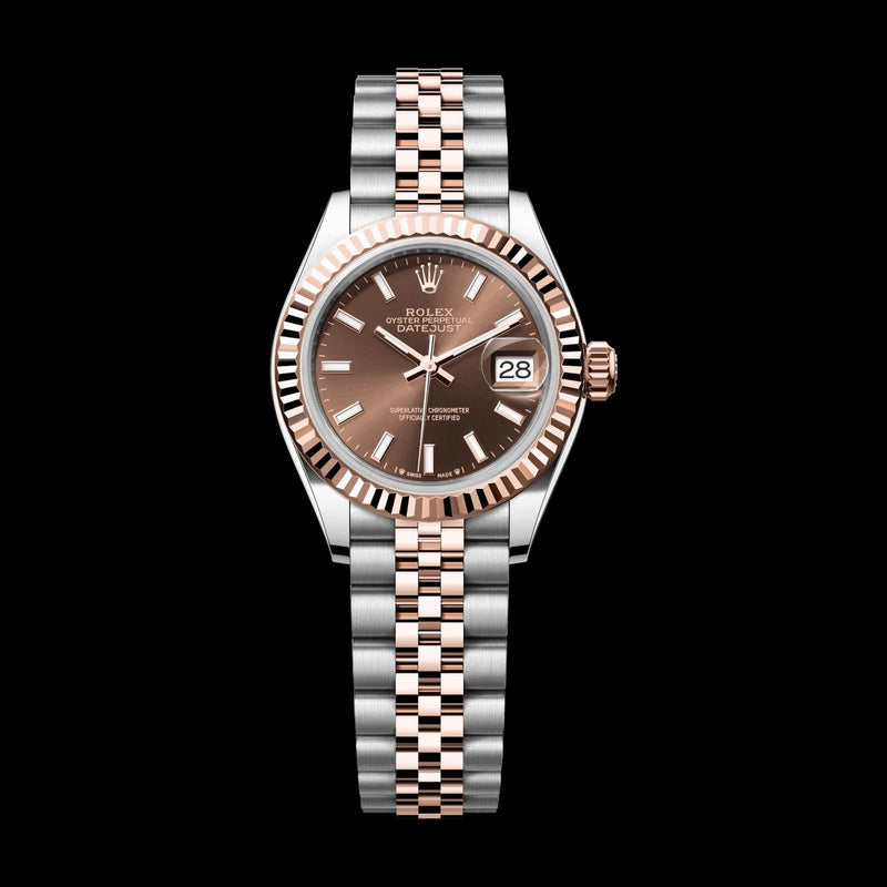 Rolex Lady-Datejust 28 mm Chocolate Dial Oystersteel and Everose Gold Jubilee Bracelet 279171-0017