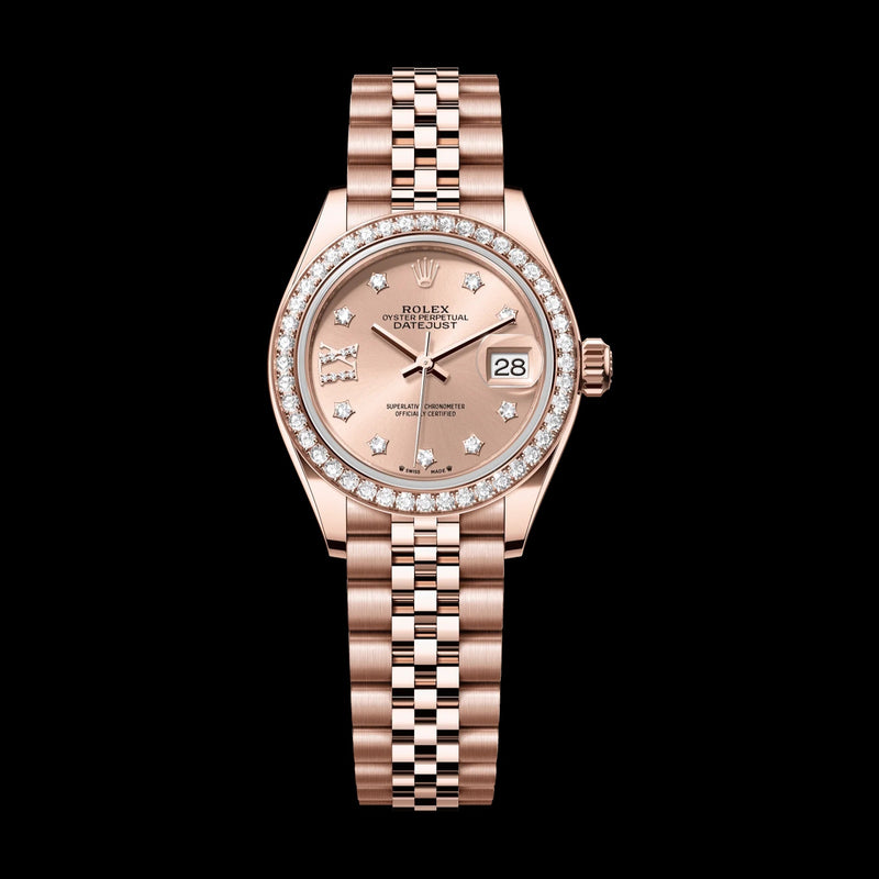 Rolex Oyster 28 mm Rose-colour Set With Diamonds Dial 18 kt Everose Gold Jubilee 279135rbr-0030