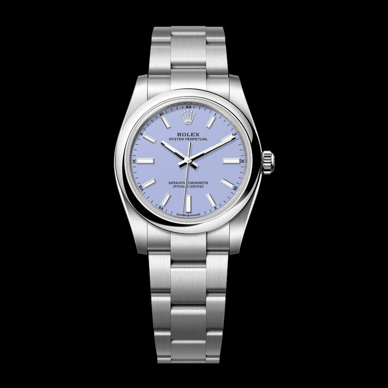 Rolex Oyster Perpetual 34 124200-0008 Oystersteel Lavender Dial Oyster Bracelet