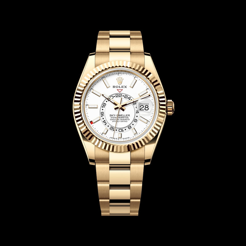 Rolex Sky-Dweller 336938-0003 18k Yellow Gold Intense White Dial Oyster Bracelet
