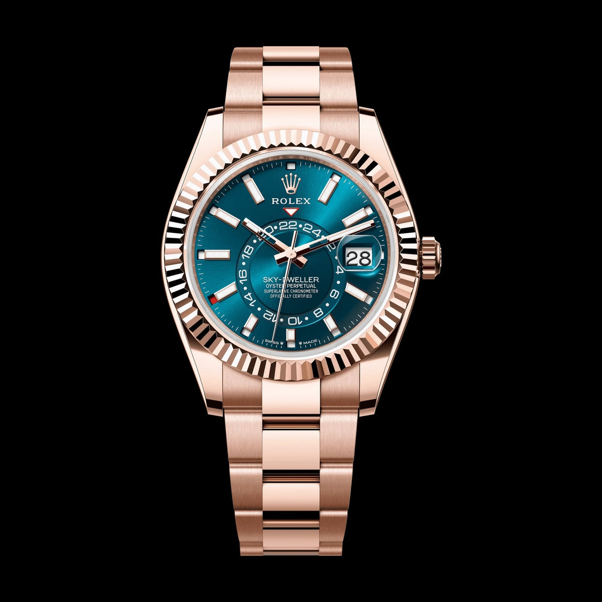 Rolex Sky-Dweller 42 mm Blue-Green Dial 18 kt Everose Gold Oyster 336935-0001