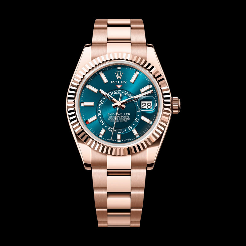 Rolex Sky-Dweller 42 mm Blue-Green Dial 18 kt Everose Gold Oyster 336935-0001