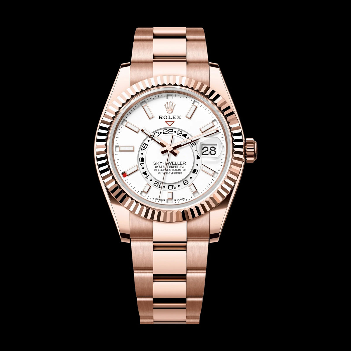 Rolex Sky-Dweller 42 mm Intense White Dial 18 kt Everose Gold Oyster 336935-0003